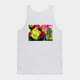 Yellow Pink Red Rose's Summer Flowers Tank Top